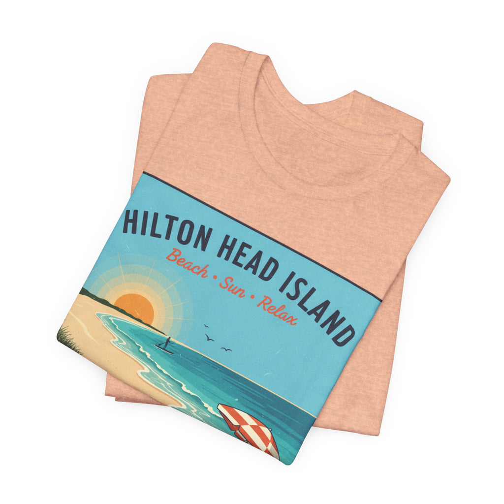Hilton Head Island Beach T-Shirt — Vintage Sunset Coastal Tee