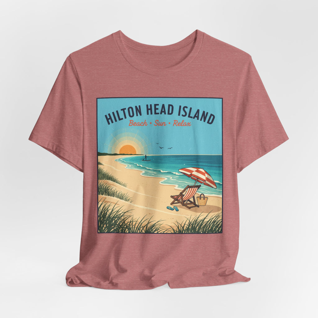 Hilton Head Island Beach T-Shirt — Vintage Sunset Coastal Tee