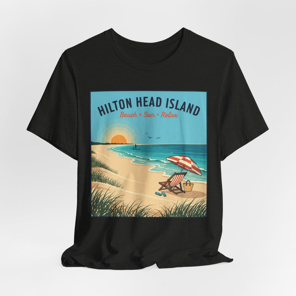 Hilton Head Island Beach T-Shirt — Vintage Sunset Coastal Tee