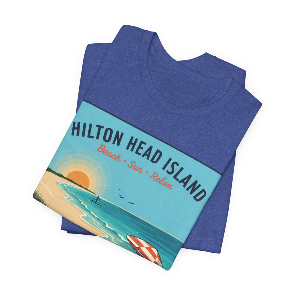 Hilton Head Island Beach T-Shirt — Vintage Sunset Coastal Tee
