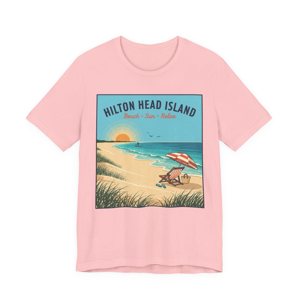 Hilton Head Island Beach T-Shirt — Vintage Sunset Coastal Tee