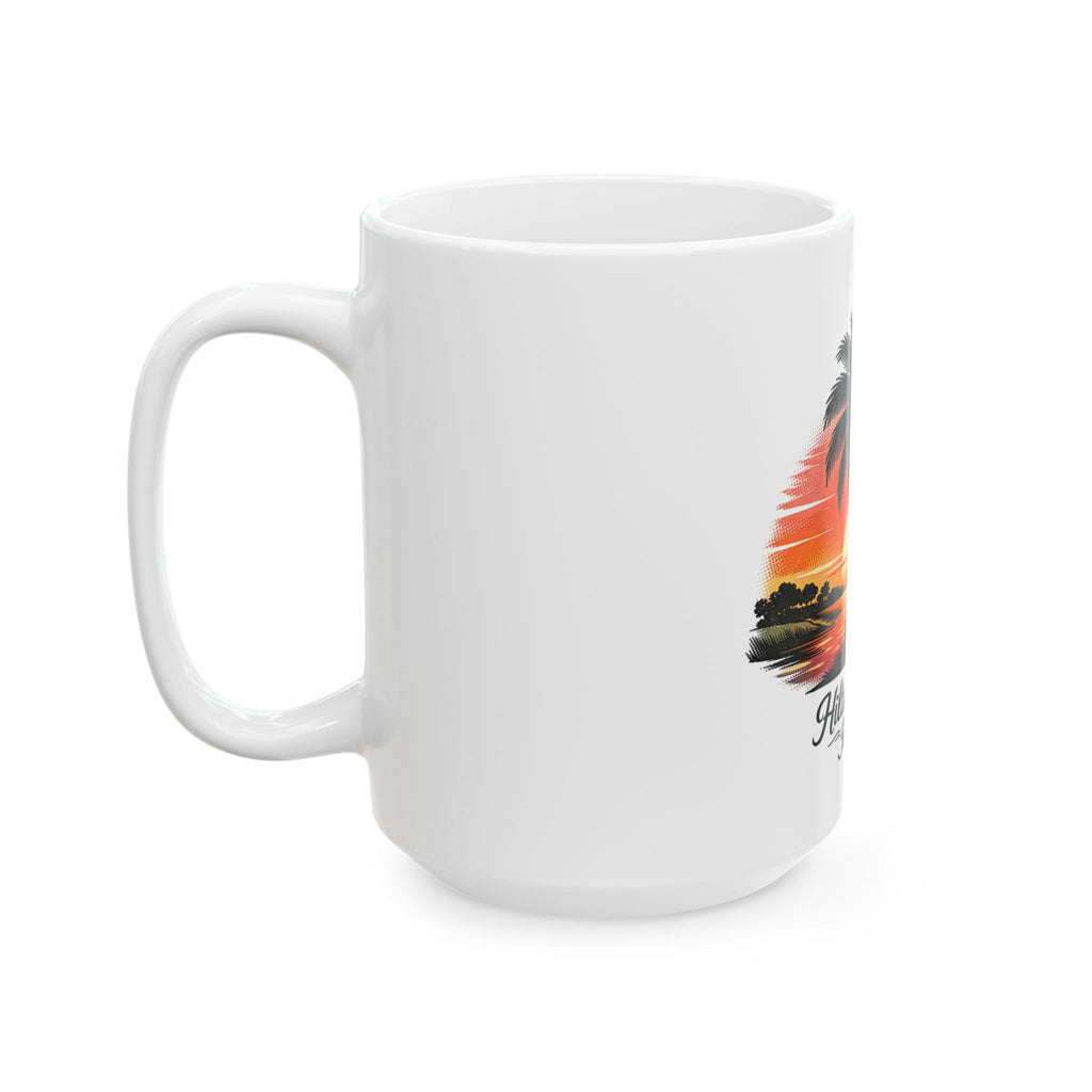 Hilton Head Island Palm Sunset Mug — Ceramic Coffee Cup (11oz & 15oz)