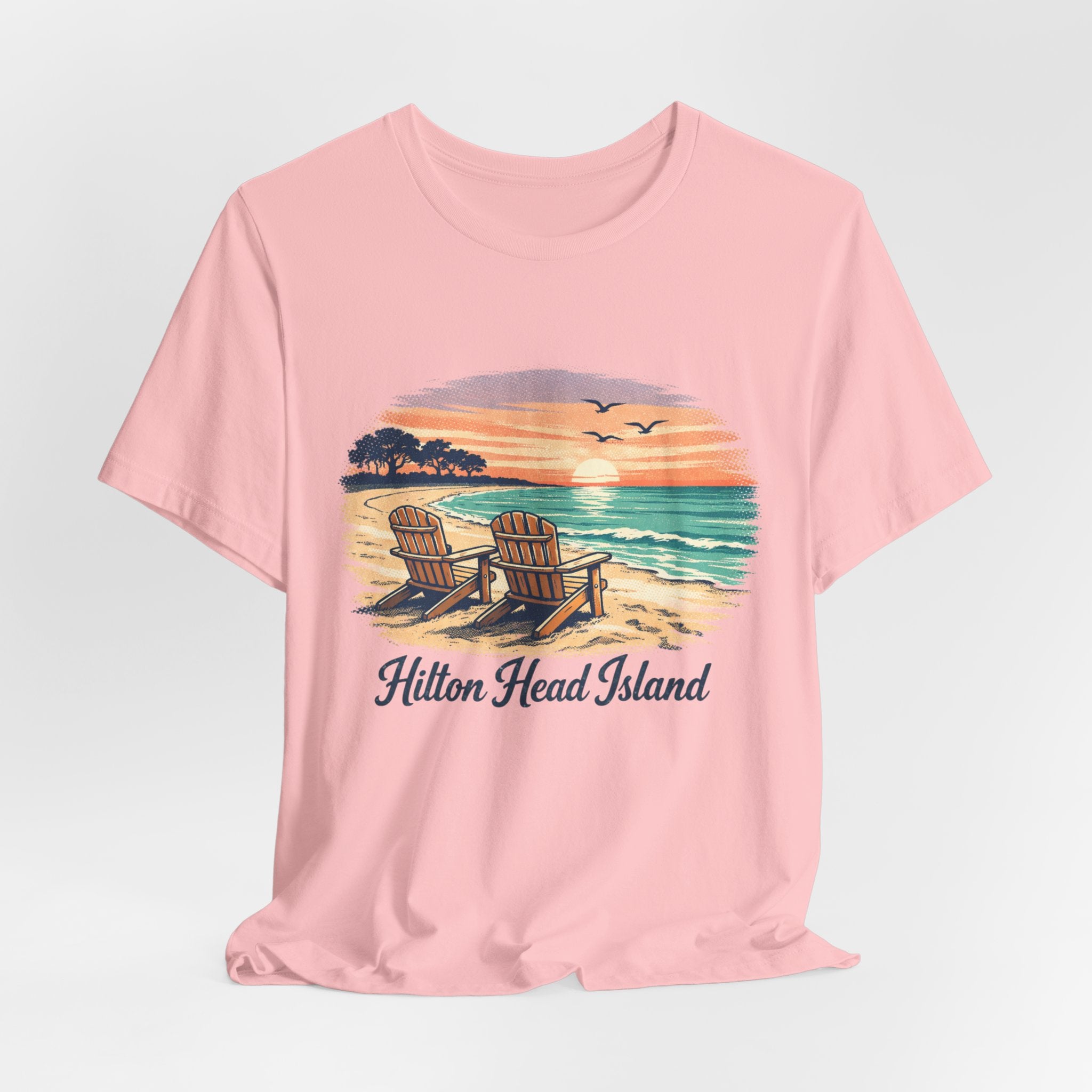 Hilton Head Island Beach T‑Shirt — Sunset Chairs Coastal Tee