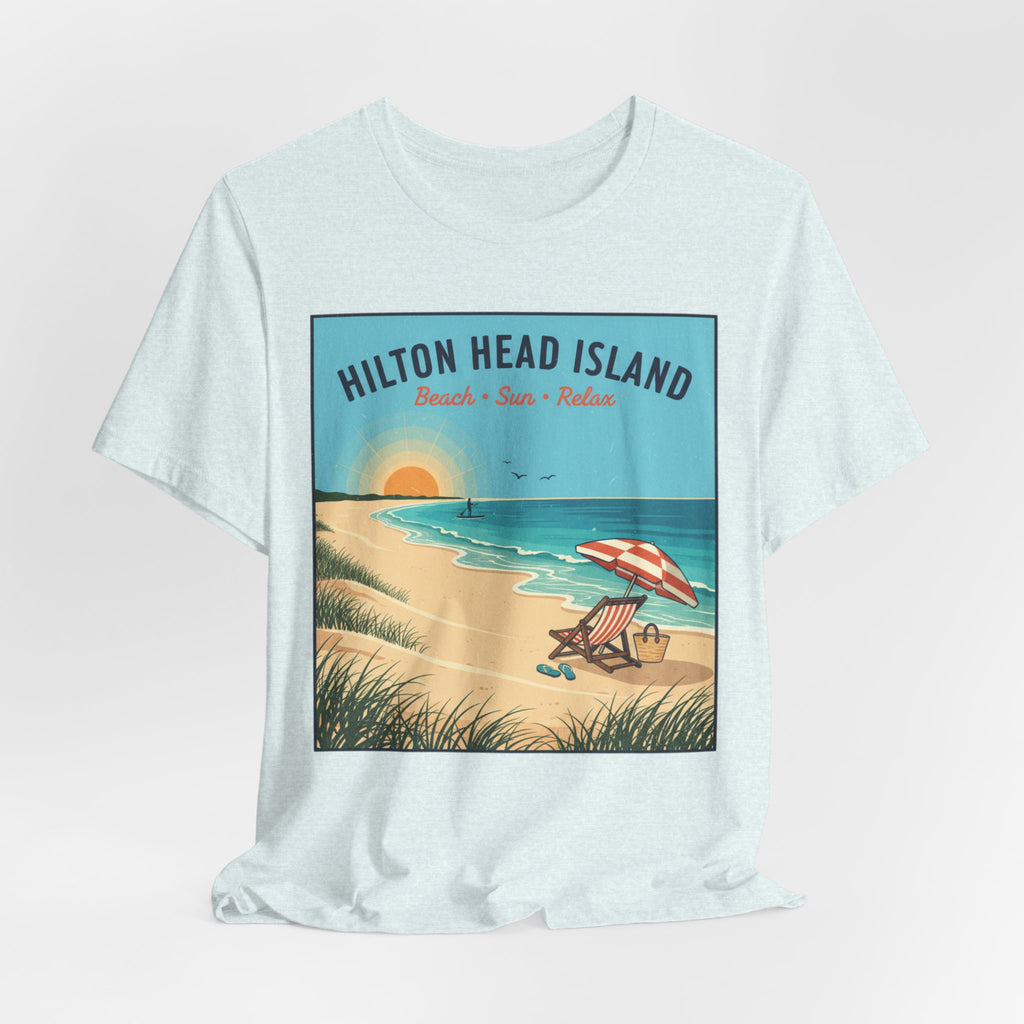 Hilton Head Island Beach T-Shirt — Vintage Sunset Coastal Tee
