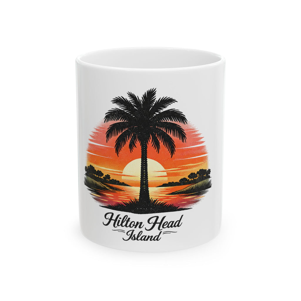 Hilton Head Island Palm Sunset Mug — Ceramic Coffee Cup (11oz & 15oz)