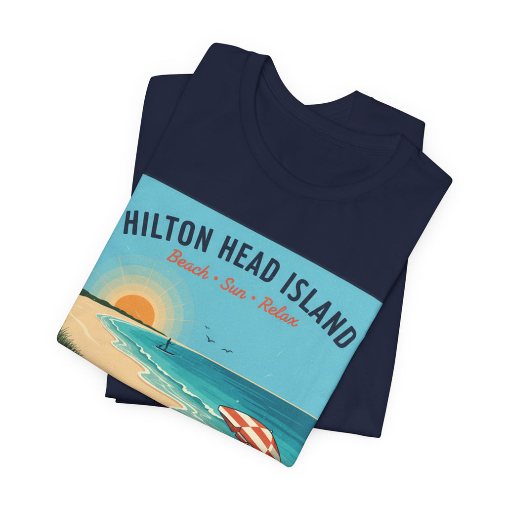 Hilton Head Island Beach T-Shirt — Vintage Sunset Coastal Tee