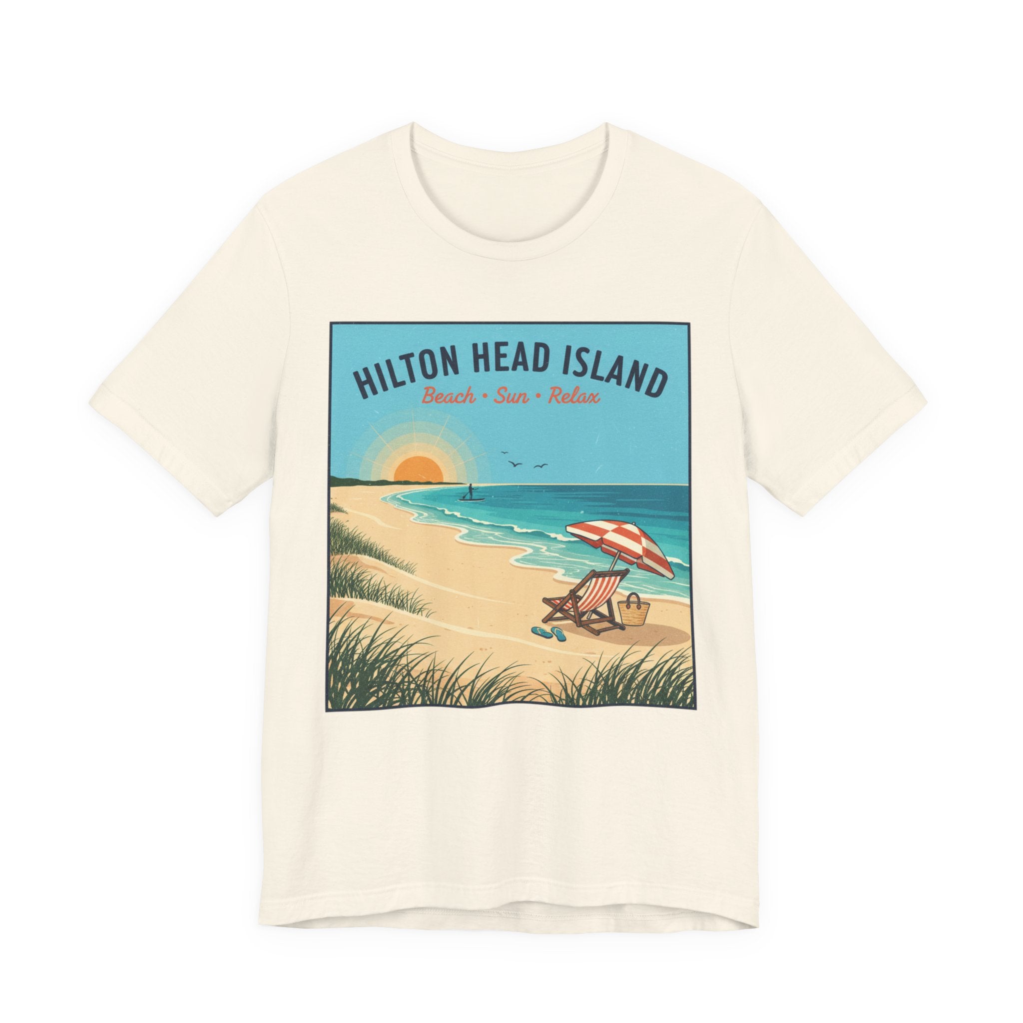 Hilton Head Island Beach T-Shirt — Vintage Sunset Coastal Tee