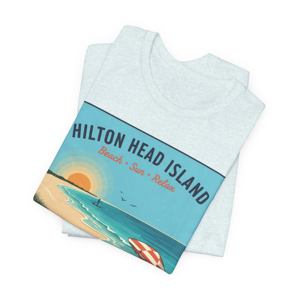 Hilton Head Island Beach T-Shirt — Vintage Sunset Coastal Tee