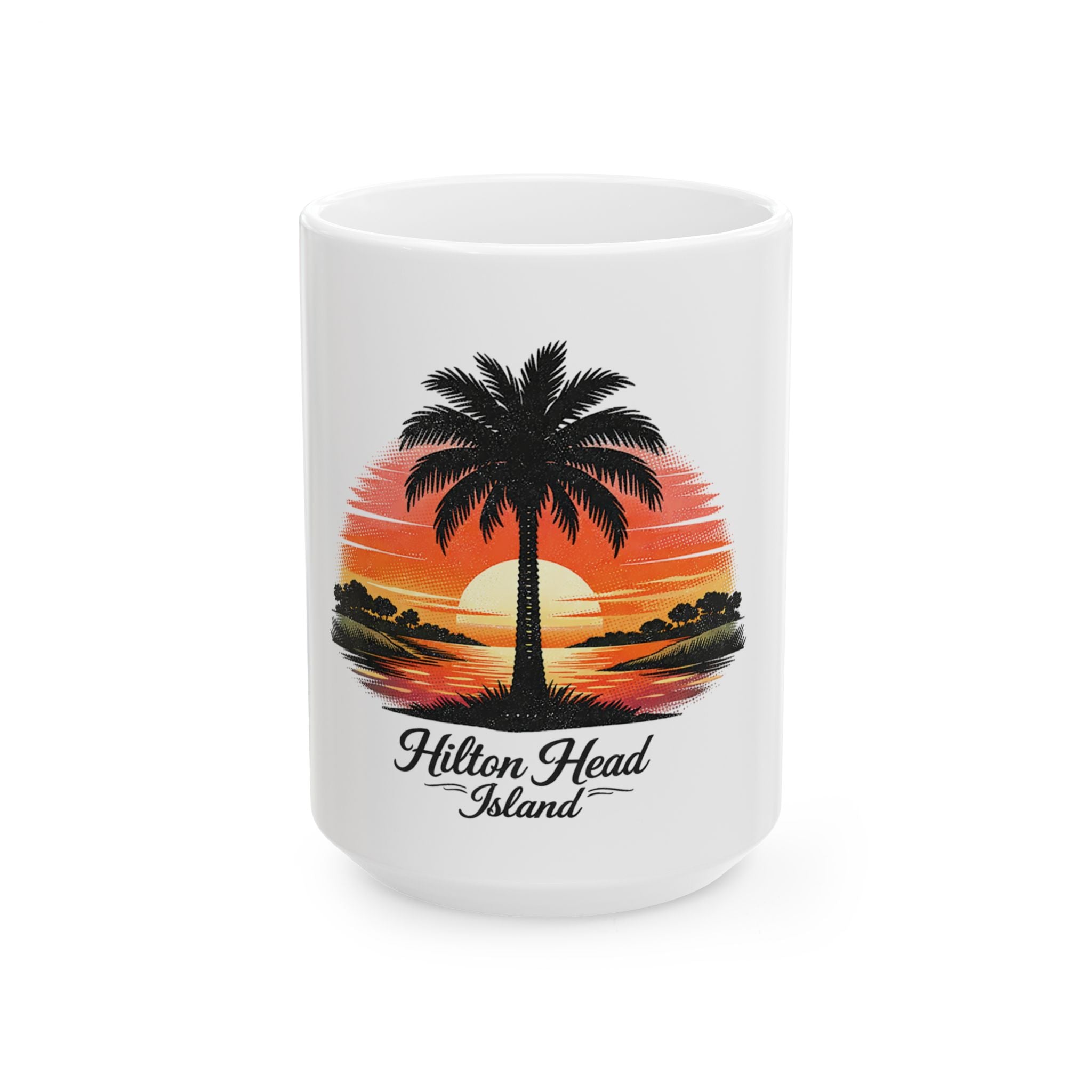 Hilton Head Island Palm Sunset Mug — Ceramic Coffee Cup (11oz & 15oz)