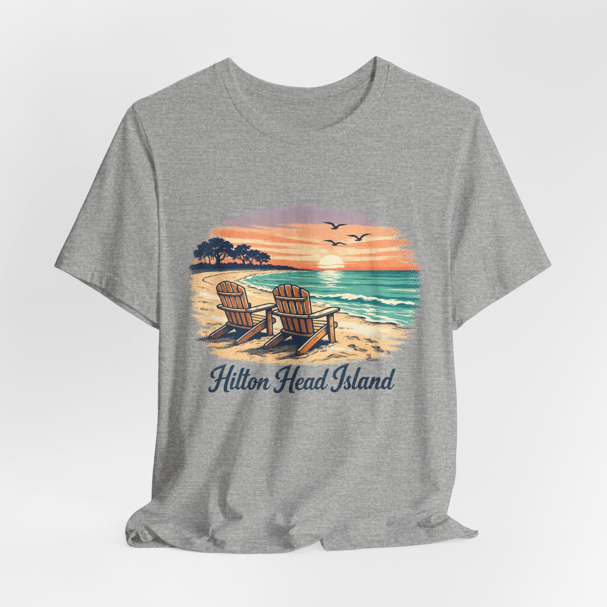 Hilton Head Island Beach T‑Shirt — Sunset Chairs Coastal Tee