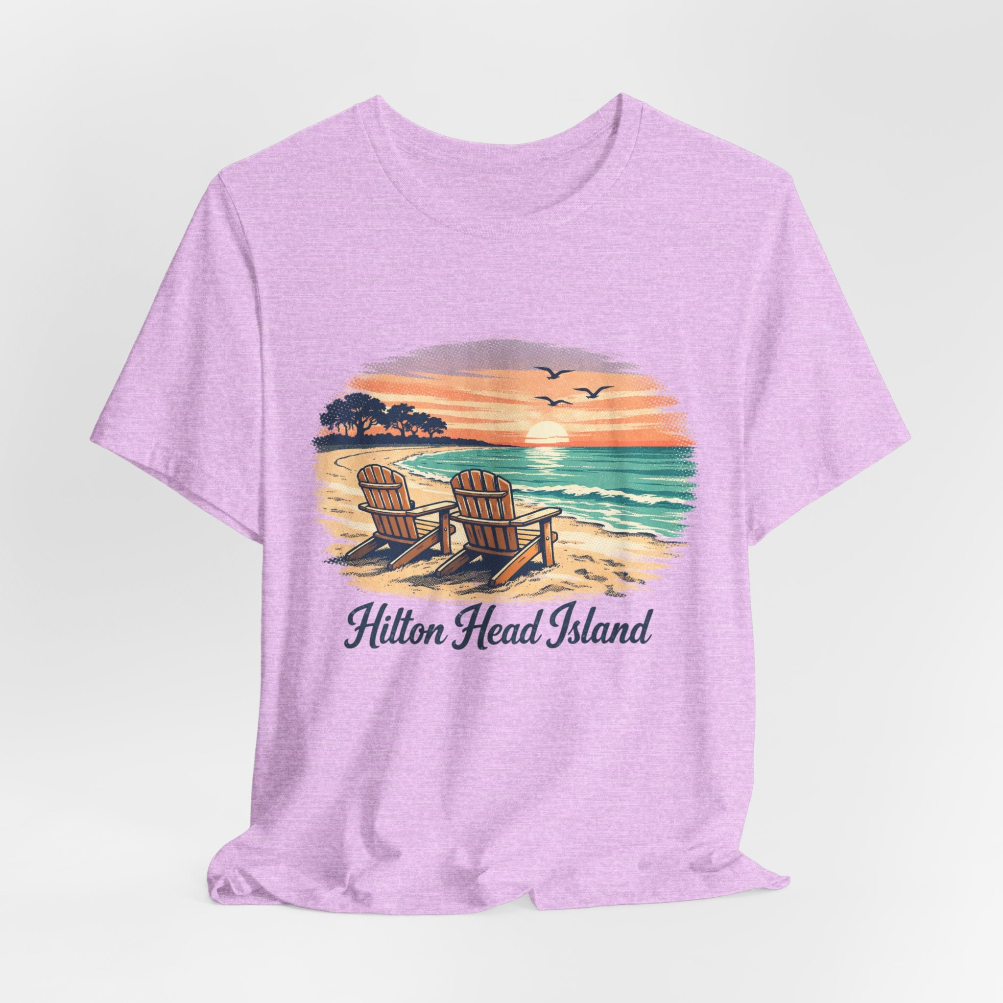 Hilton Head Island Beach T‑Shirt — Sunset Chairs Coastal Tee