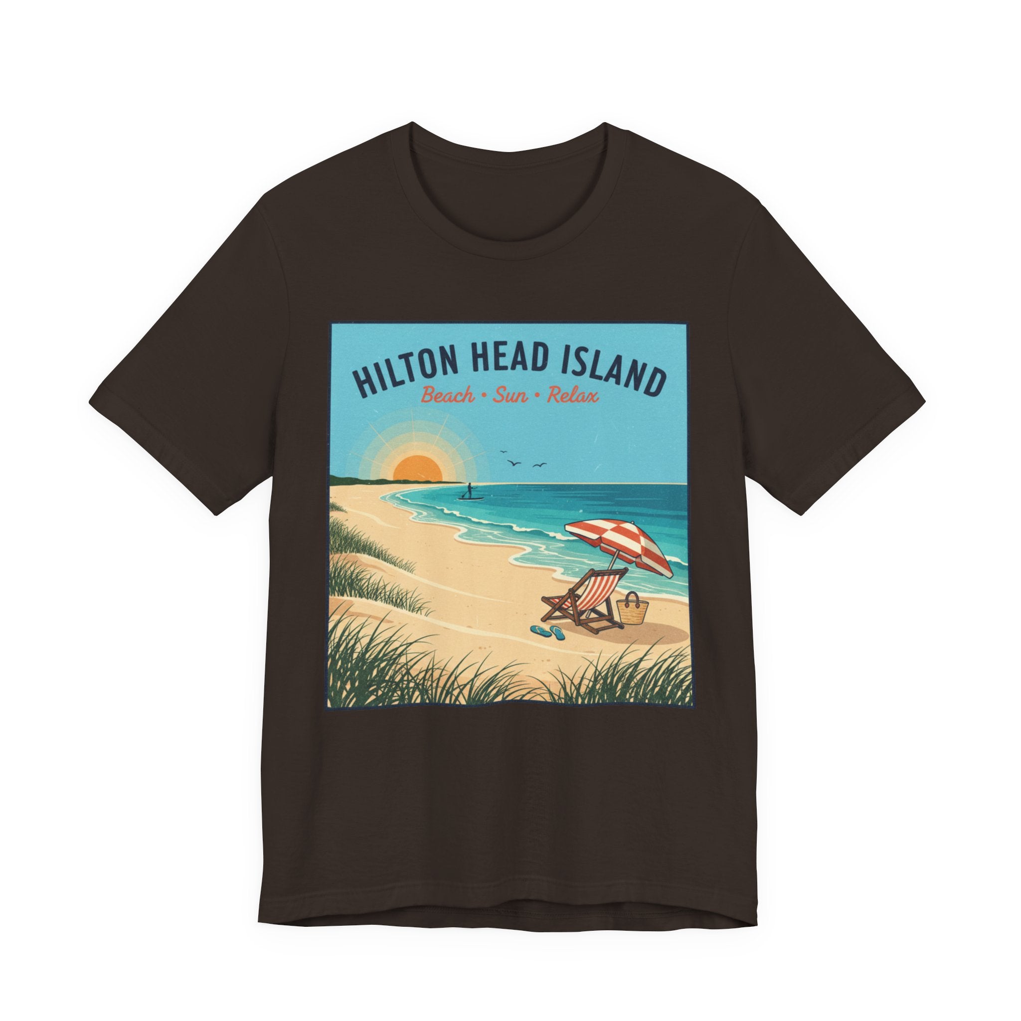 Hilton Head Island Beach T-Shirt — Vintage Sunset Coastal Tee