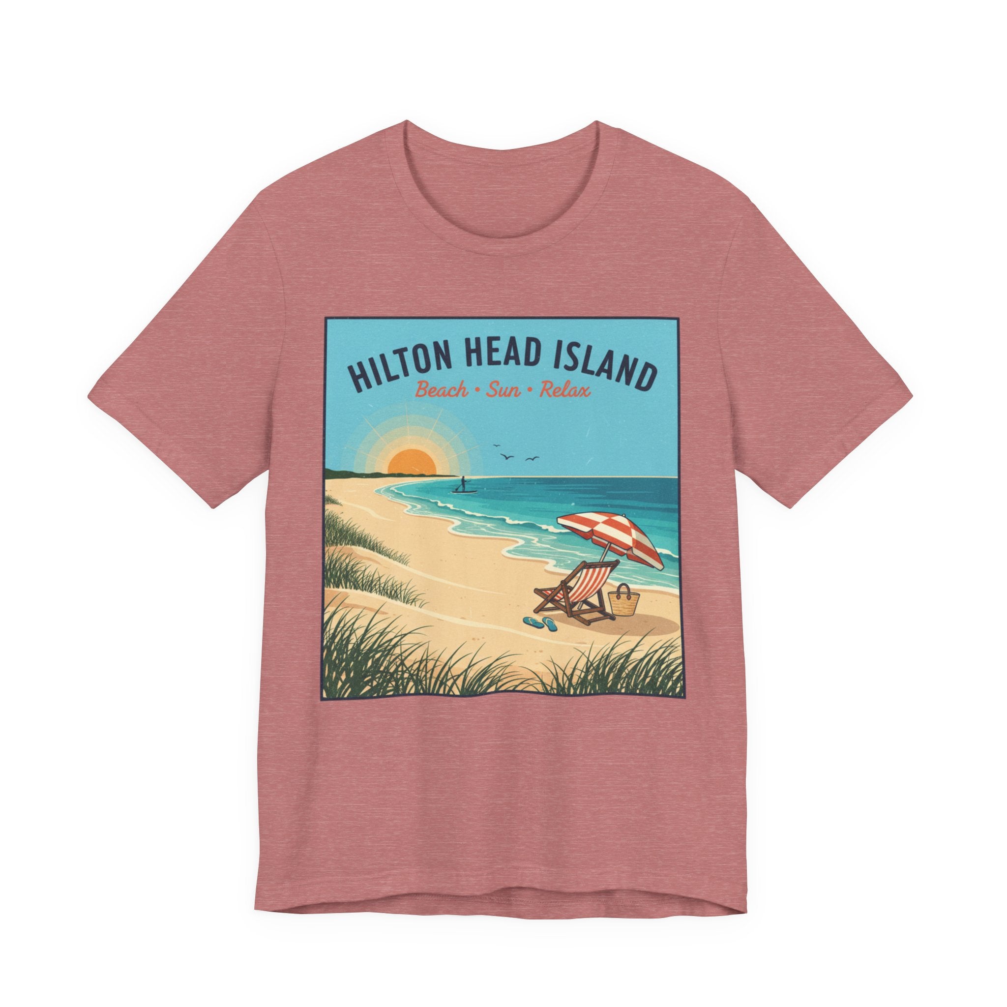 Hilton Head Island Beach T-Shirt — Vintage Sunset Coastal Tee