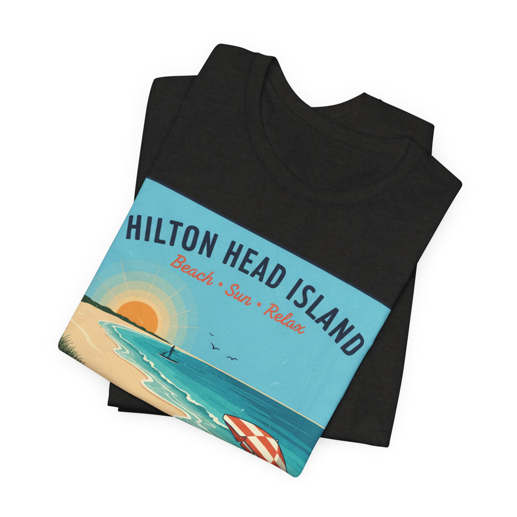 Hilton Head Island Beach T-Shirt — Vintage Sunset Coastal Tee