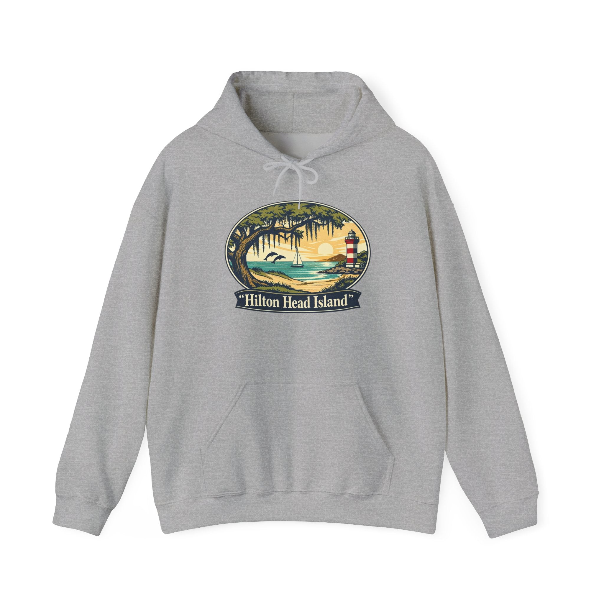 Hilton Head Island Sunset Hoodie – Coastal Lighthouse Graphic Pullover