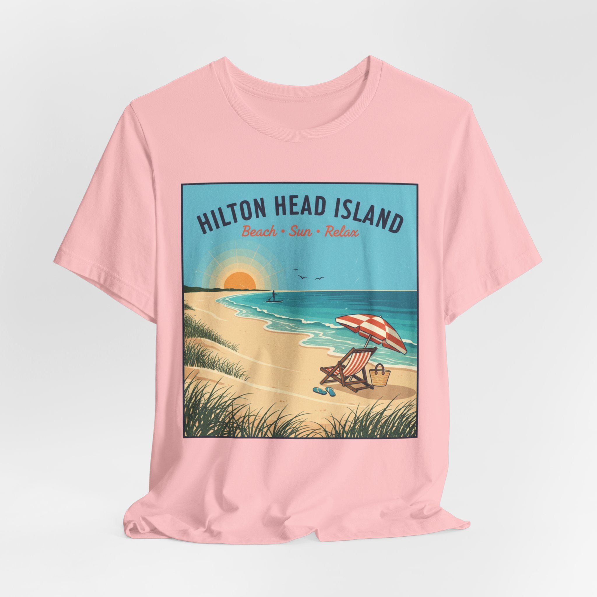Hilton Head Island Beach T-Shirt — Vintage Sunset Coastal Tee
