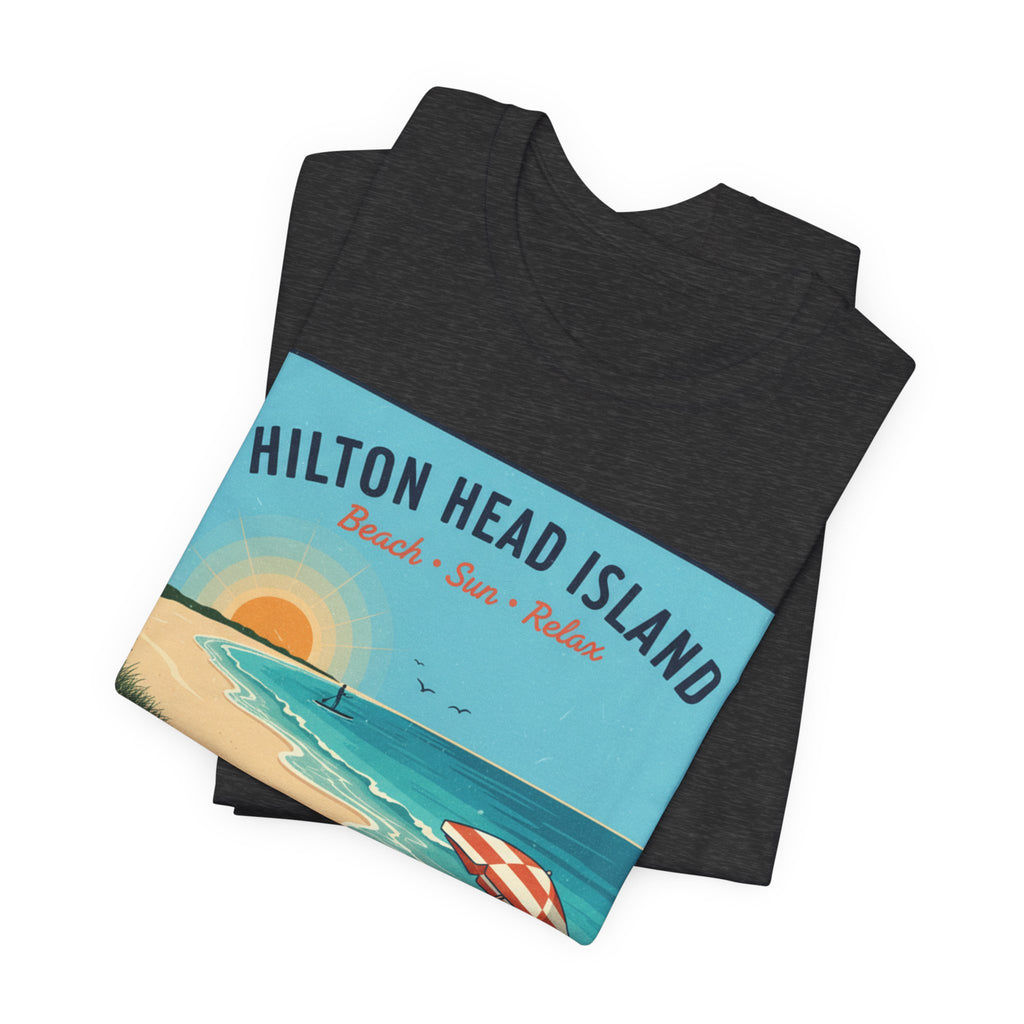 Hilton Head Island Beach T-Shirt — Vintage Sunset Coastal Tee