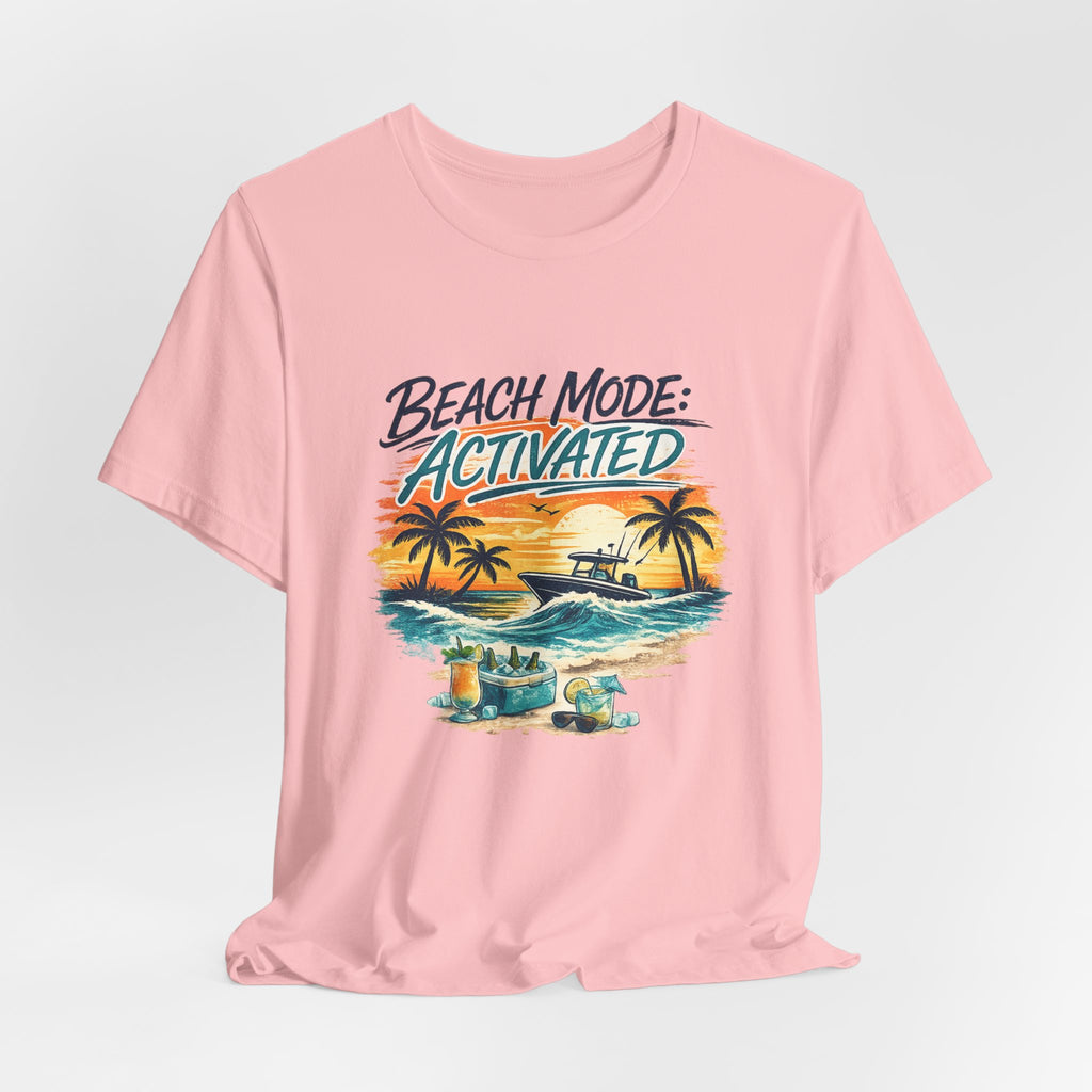 Beach Mode Activated T-Shirt — Tropical Sunset Palm Tree Vacation Tee