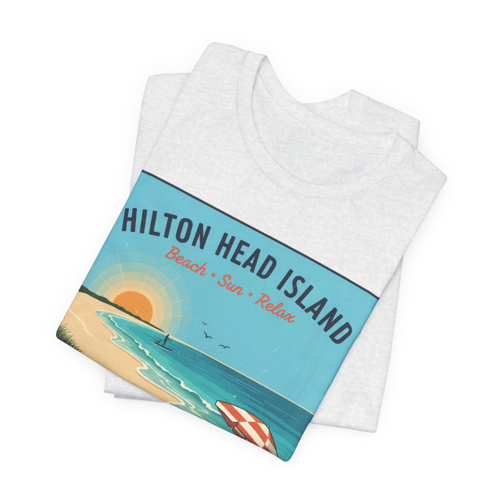 Hilton Head Island Beach T-Shirt — Vintage Sunset Coastal Tee