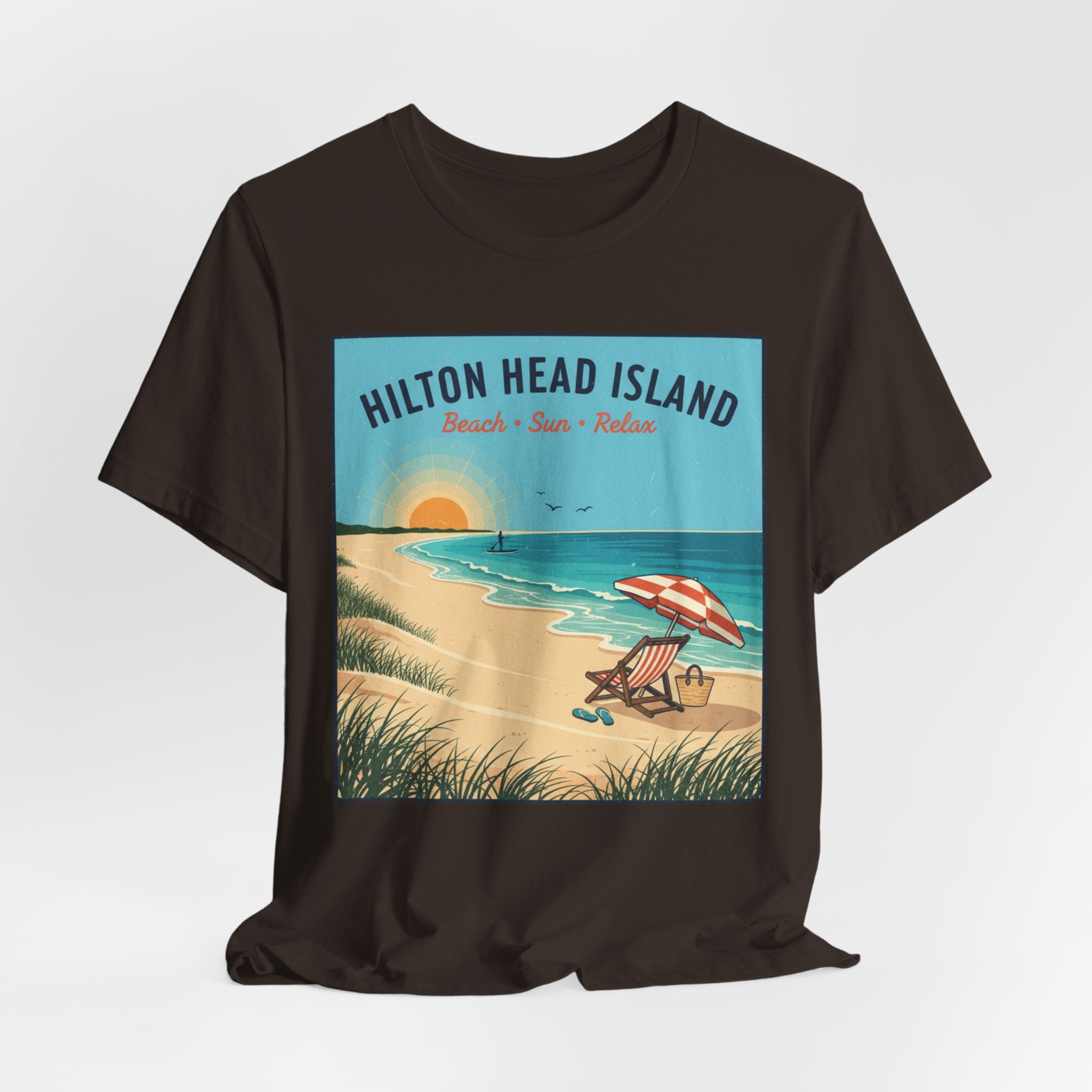 Hilton Head Island Beach T-Shirt — Vintage Sunset Coastal Tee