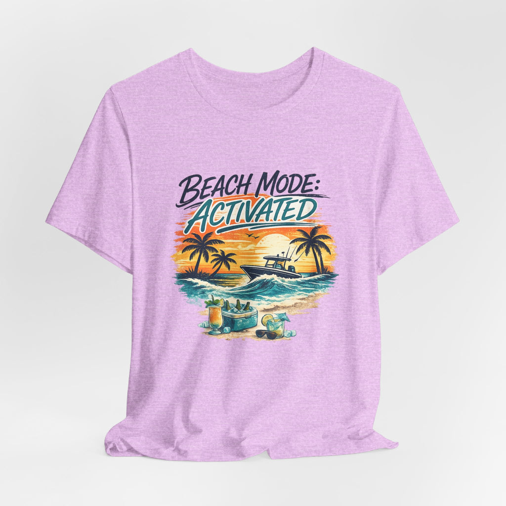 Beach Mode Activated T-Shirt — Tropical Sunset Palm Tree Vacation Tee