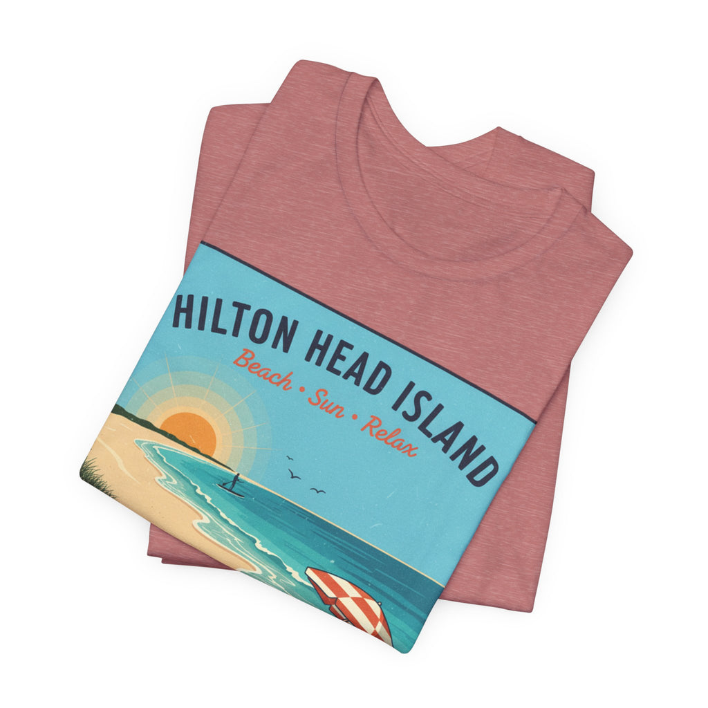 Hilton Head Island Beach T-Shirt — Vintage Sunset Coastal Tee