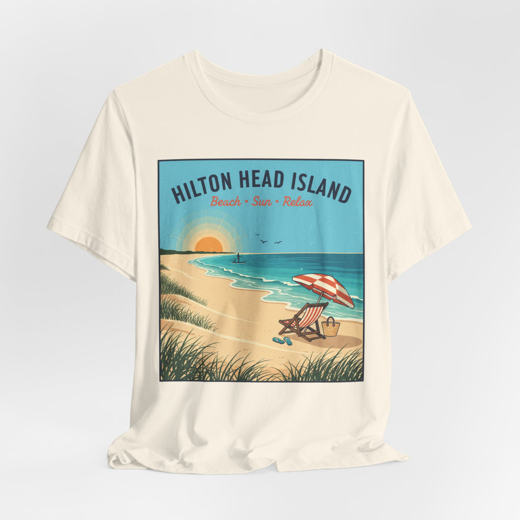 Hilton Head Island Beach T-Shirt — Vintage Sunset Coastal Tee