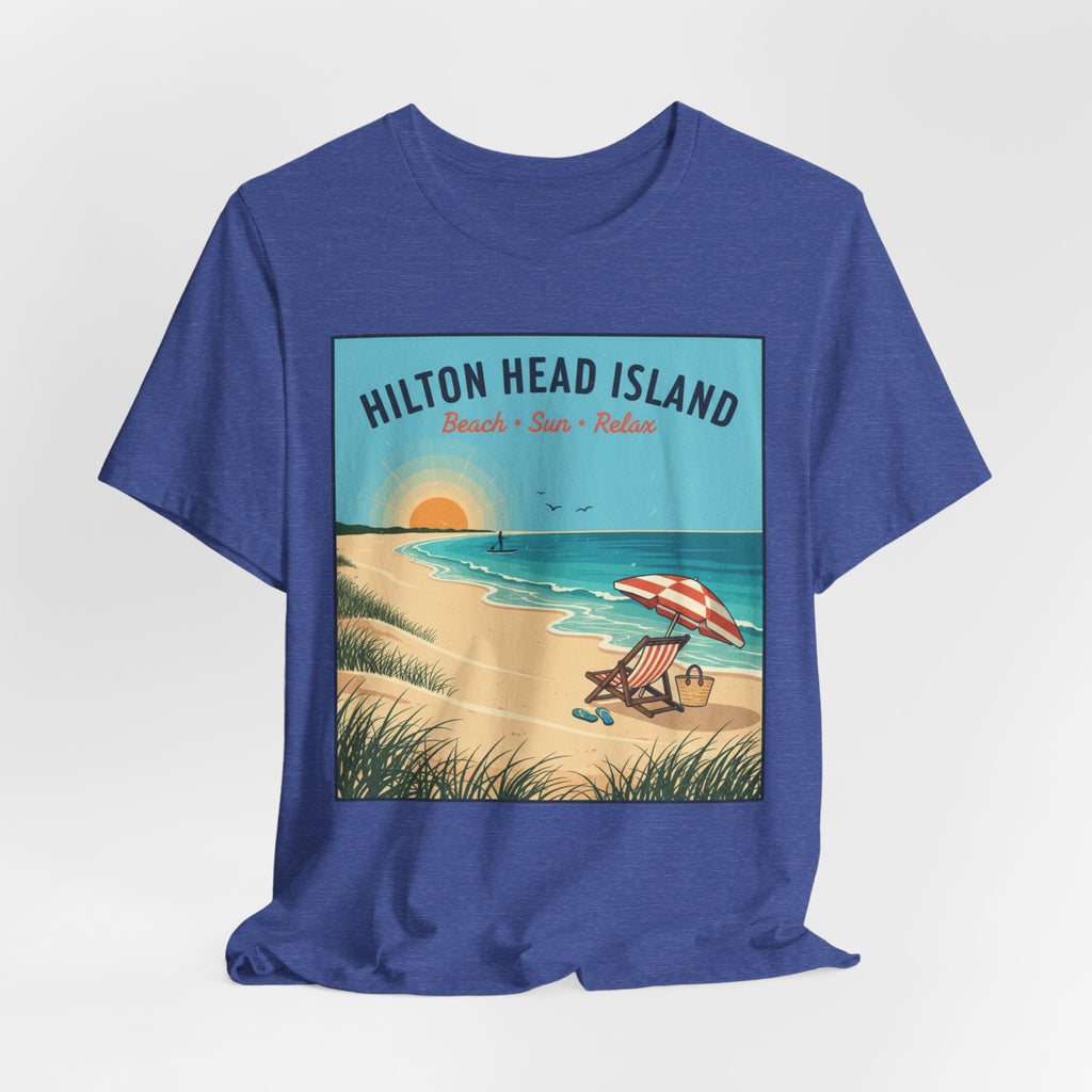 Hilton Head Island Beach T-Shirt — Vintage Sunset Coastal Tee