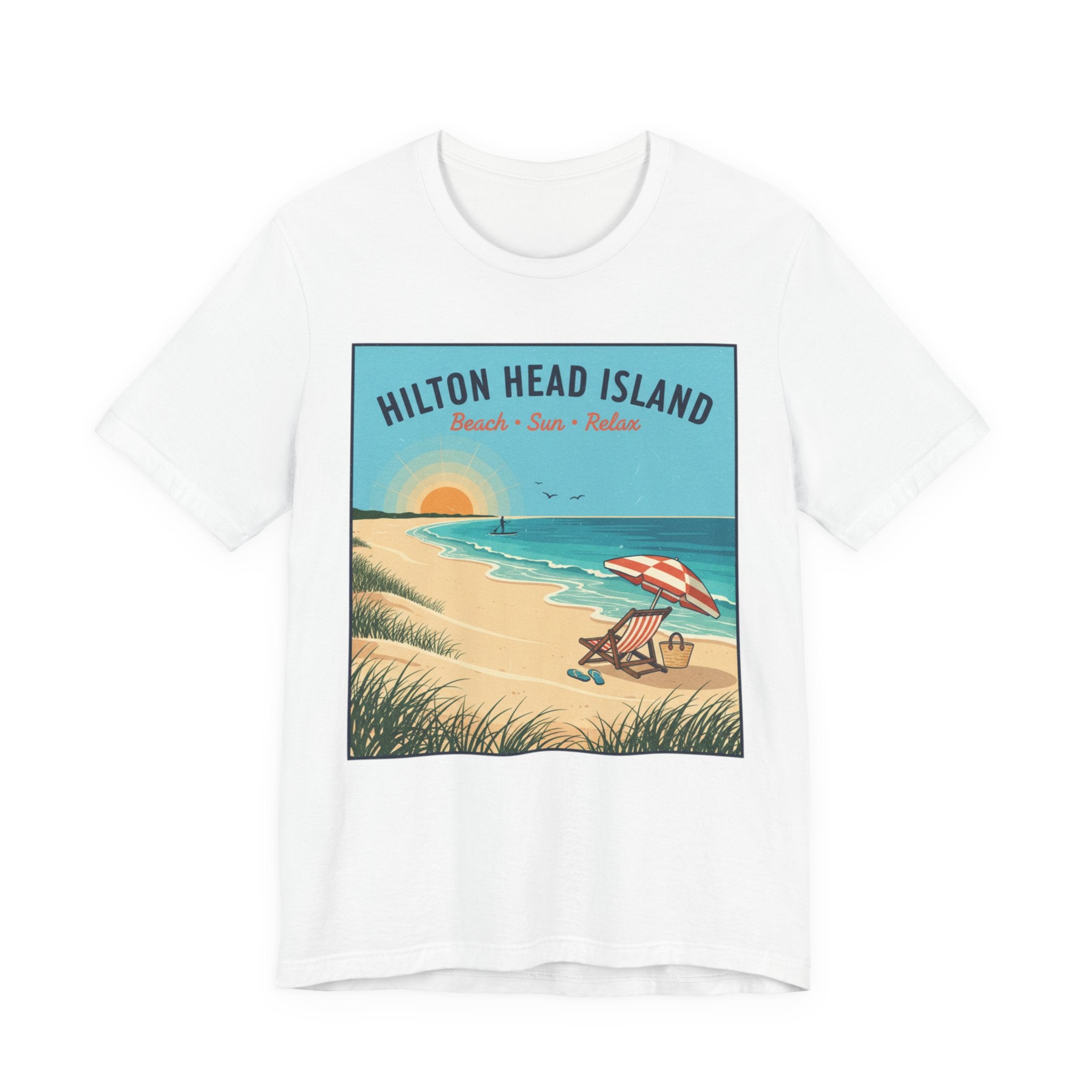 Hilton Head Island Beach T-Shirt — Vintage Sunset Coastal Tee