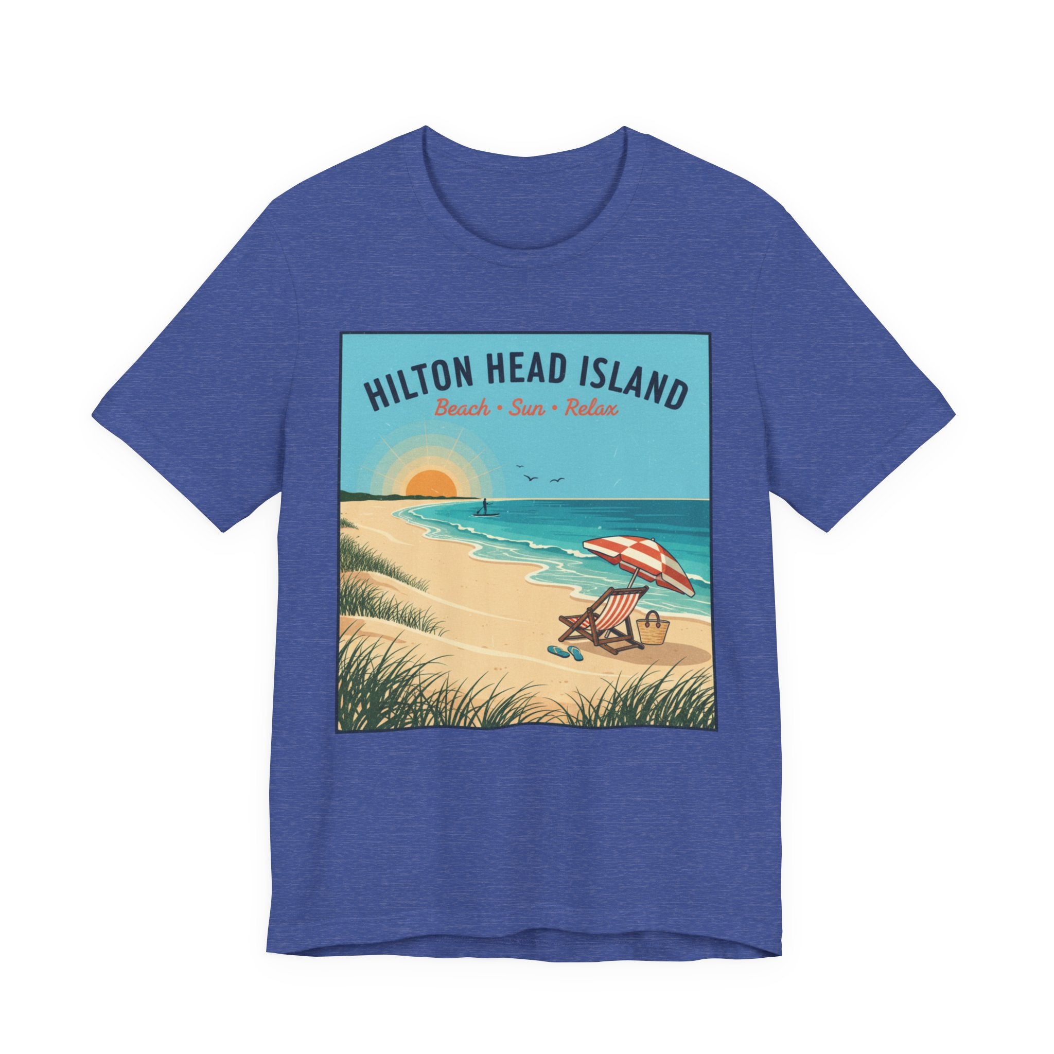 Hilton Head Island Beach T-Shirt — Vintage Sunset Coastal Tee