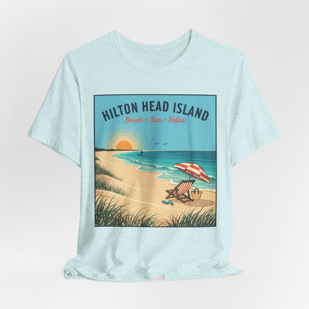Hilton Head Island Beach T-Shirt — Vintage Sunset Coastal Tee