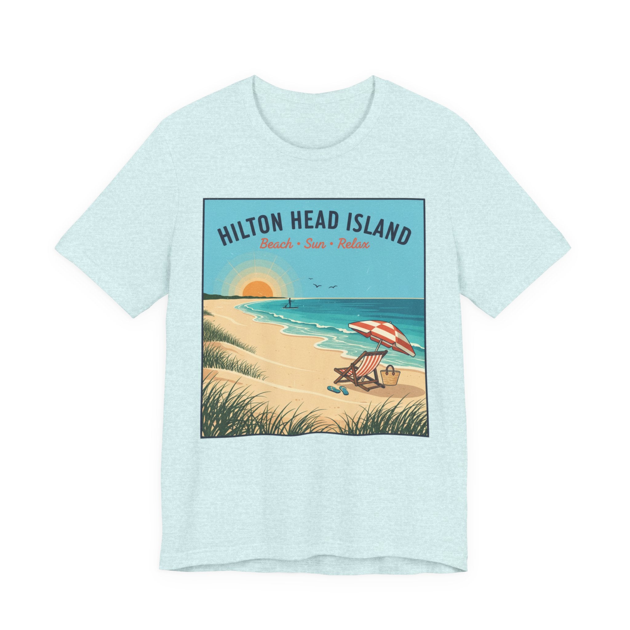 Hilton Head Island Beach T-Shirt — Vintage Sunset Coastal Tee