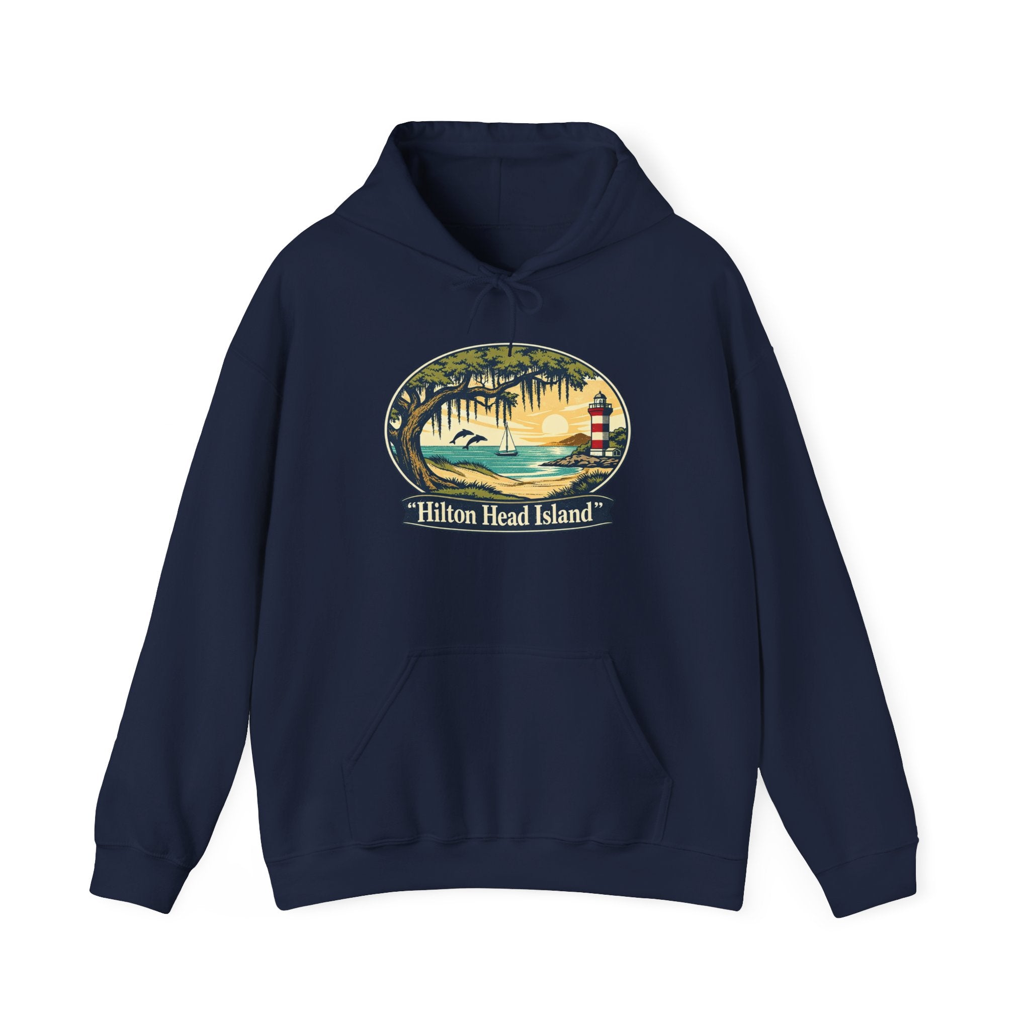 Hilton Head Island Sunset Hoodie – Coastal Lighthouse Graphic Pullover