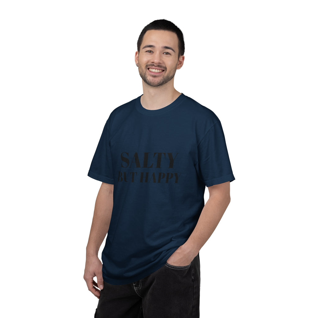 Salty But Happy Tee — Casual Graphic T-Shirt with Bold Text