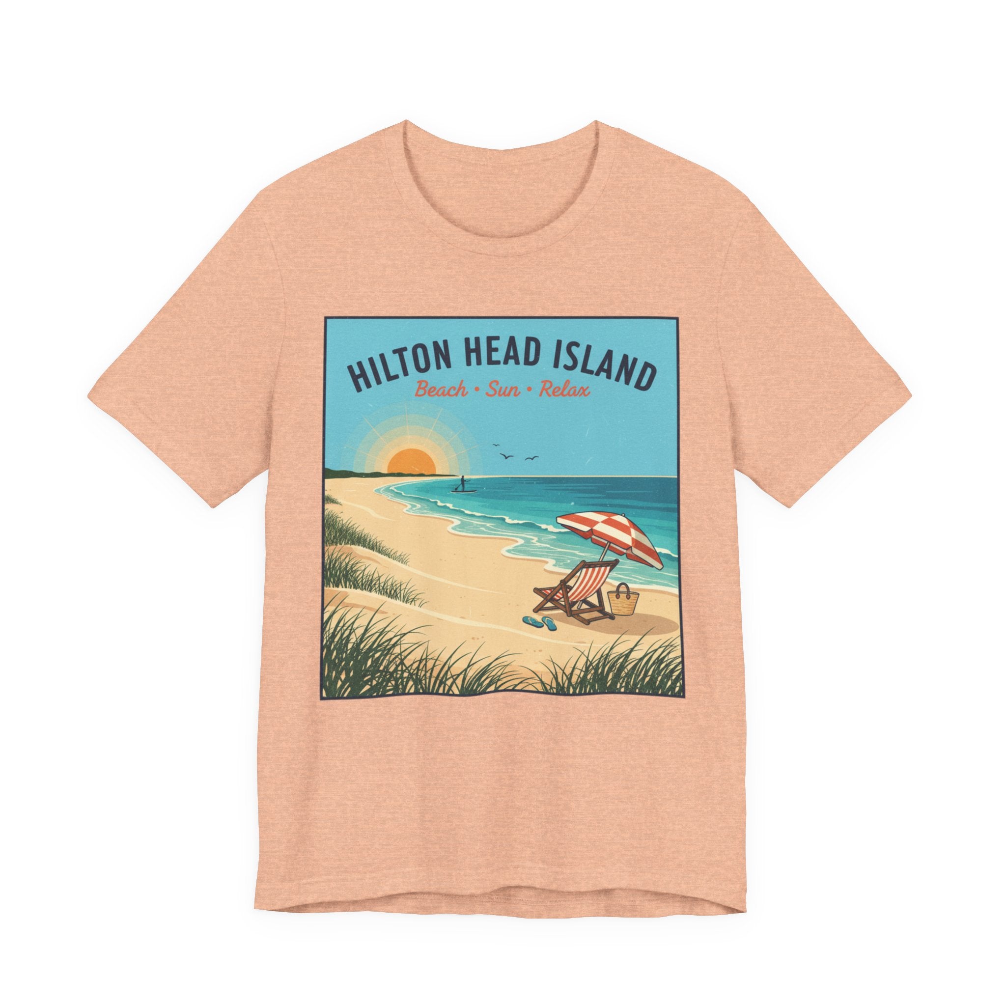 Hilton Head Island Beach T-Shirt — Vintage Sunset Coastal Tee