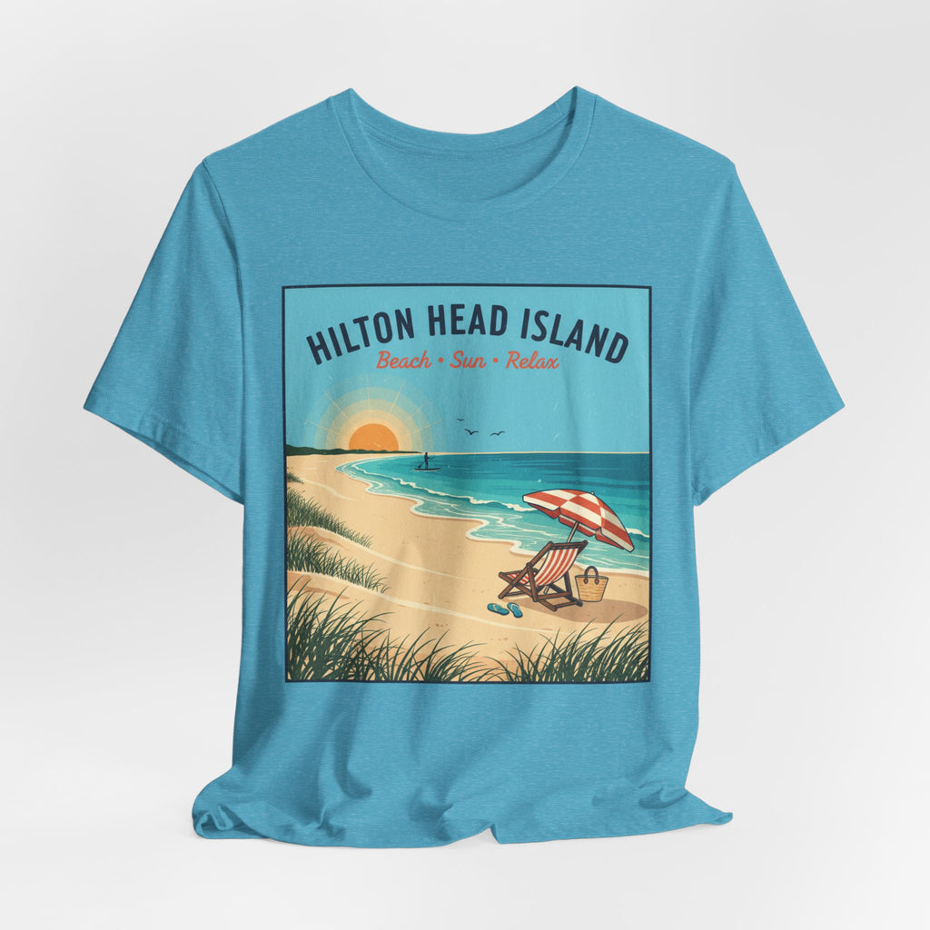 Hilton Head Island Beach T-Shirt — Vintage Sunset Coastal Tee