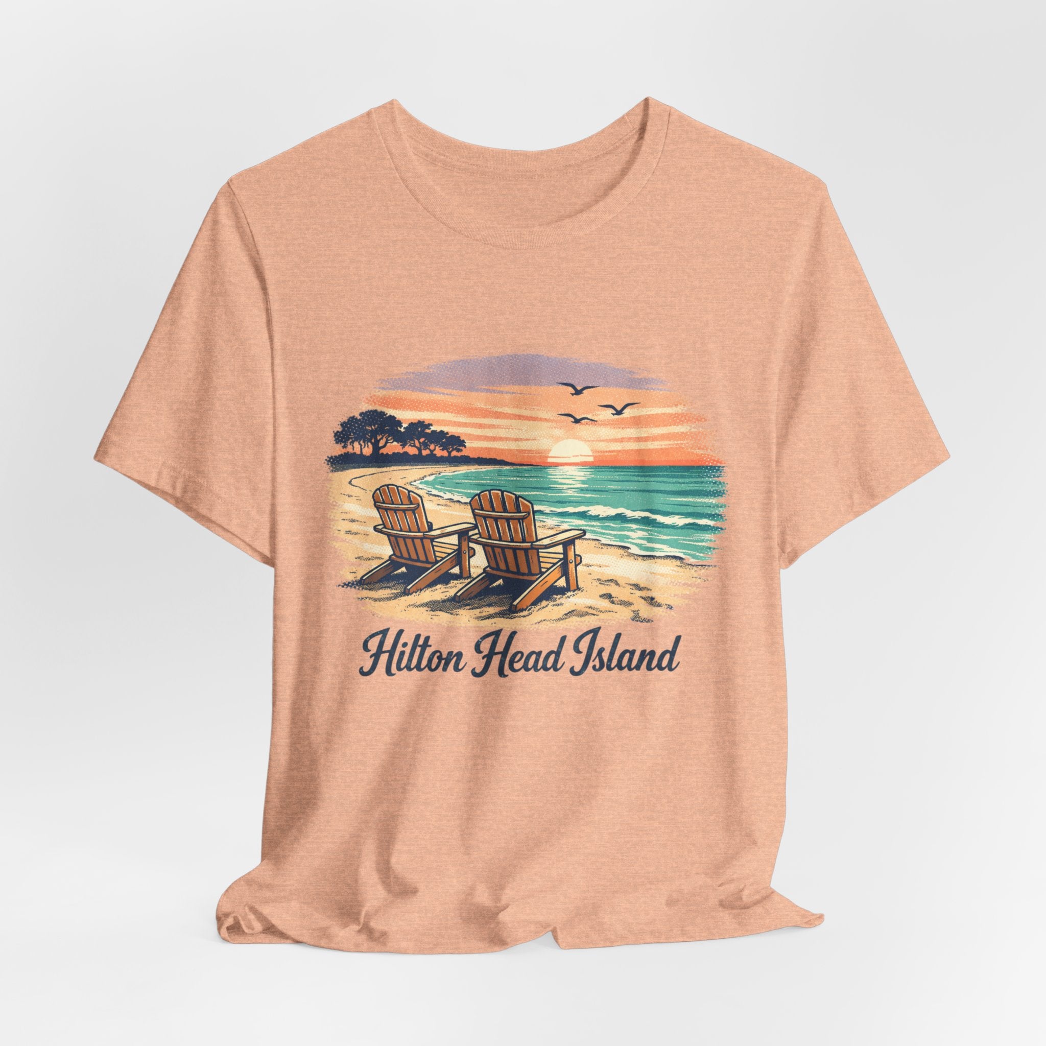 Hilton Head Island Beach T‑Shirt — Sunset Chairs Coastal Tee