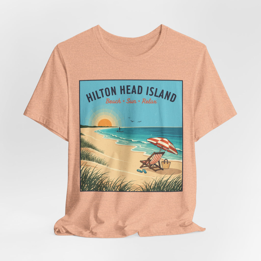 Hilton Head Island Beach T-Shirt — Vintage Sunset Coastal Tee