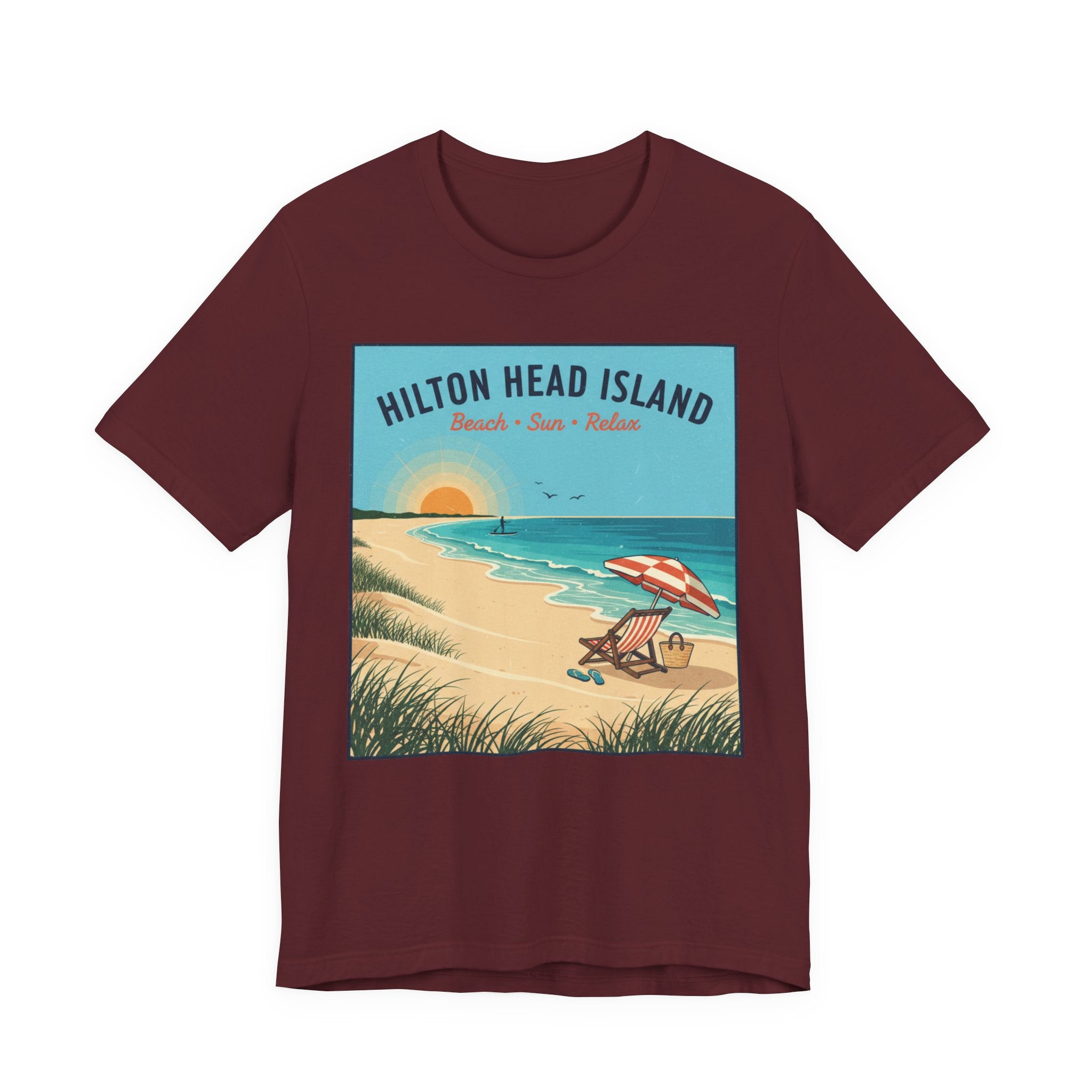 Hilton Head Island Beach T-Shirt — Vintage Sunset Coastal Tee