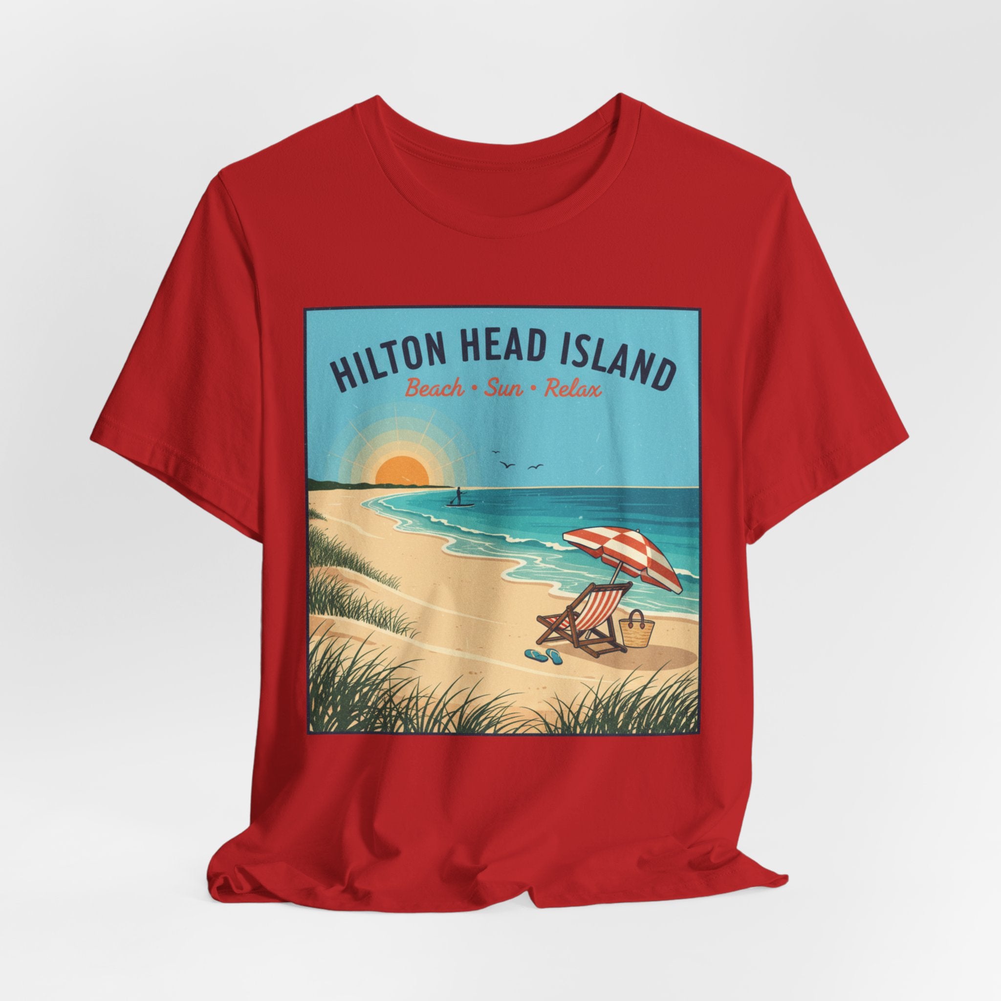 Hilton Head Island Beach T-Shirt — Vintage Sunset Coastal Tee