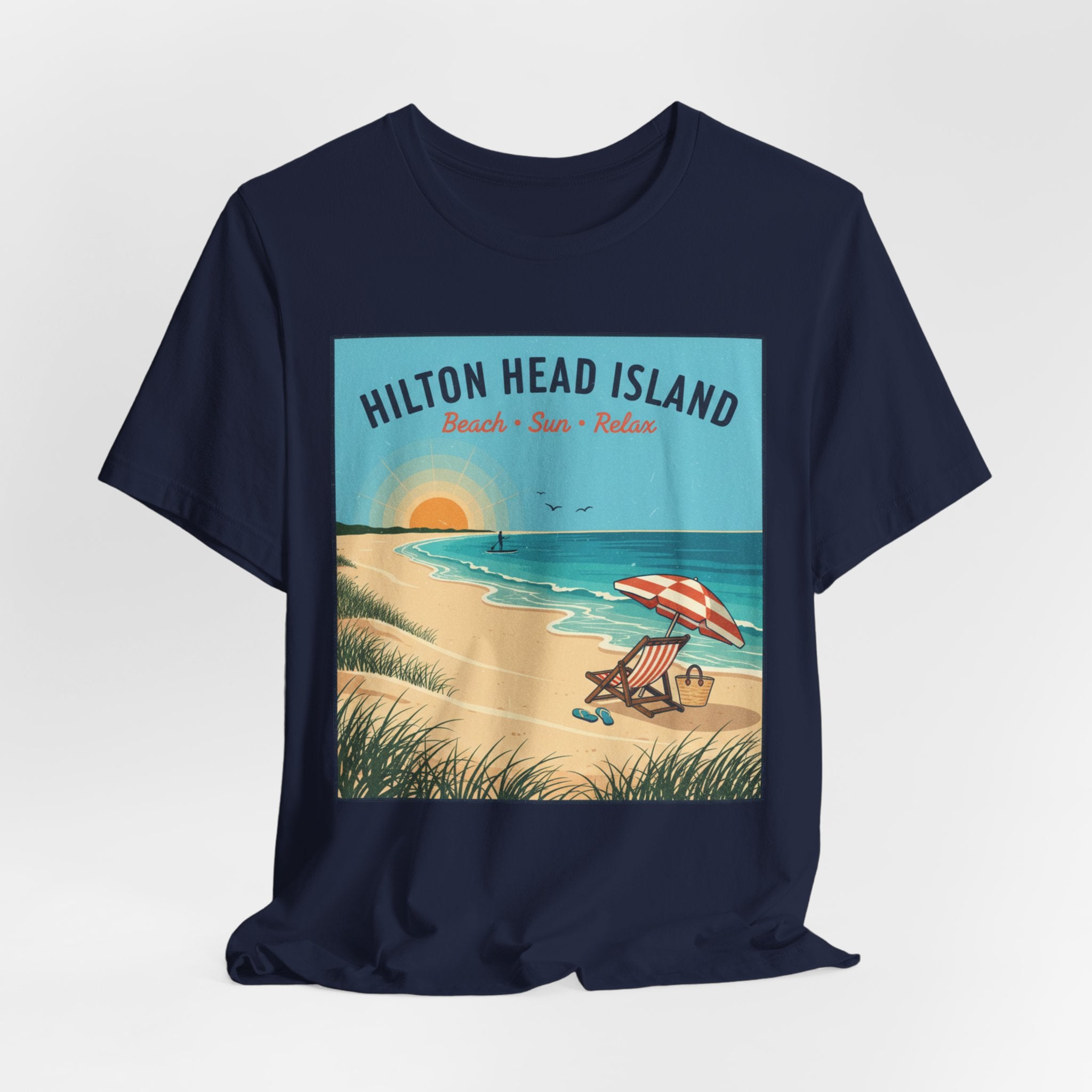 Hilton Head Island Beach T-Shirt — Vintage Sunset Coastal Tee