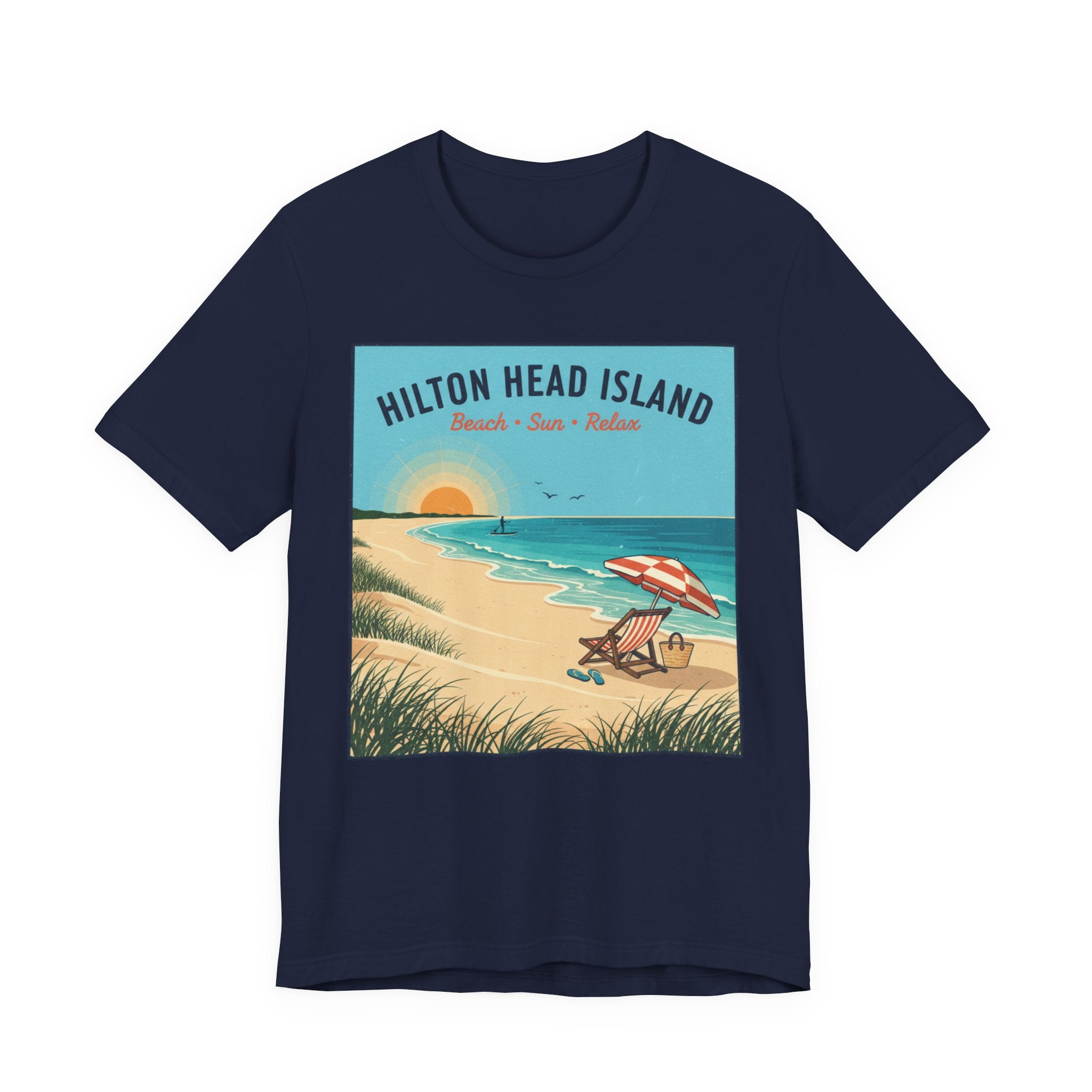 Hilton Head Island Beach T-Shirt — Vintage Sunset Coastal Tee