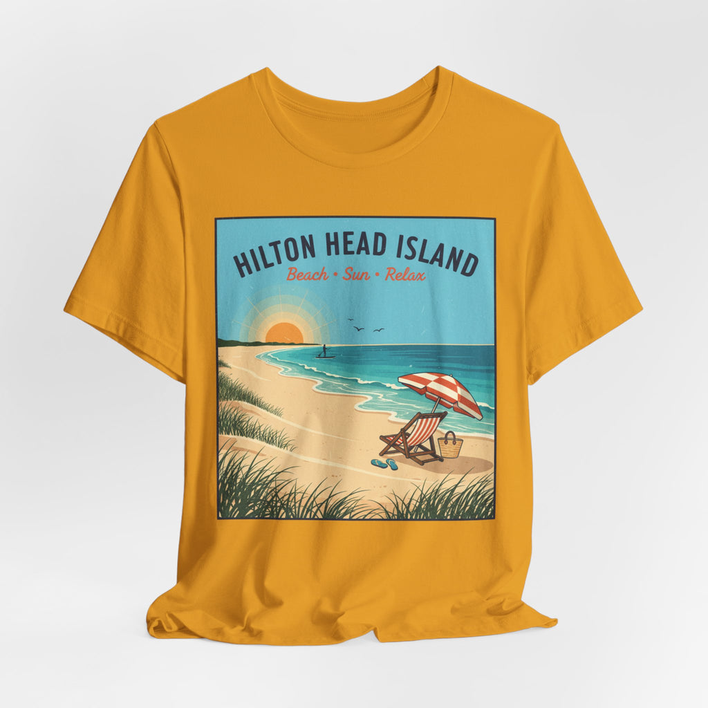 Hilton Head Island Beach T-Shirt — Vintage Sunset Coastal Tee